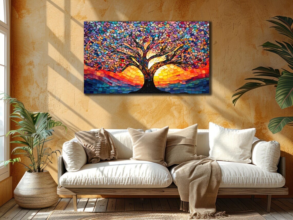 Multicolor Tree Painting Art Colorful Unframed Canvas Print Australian Wall Art