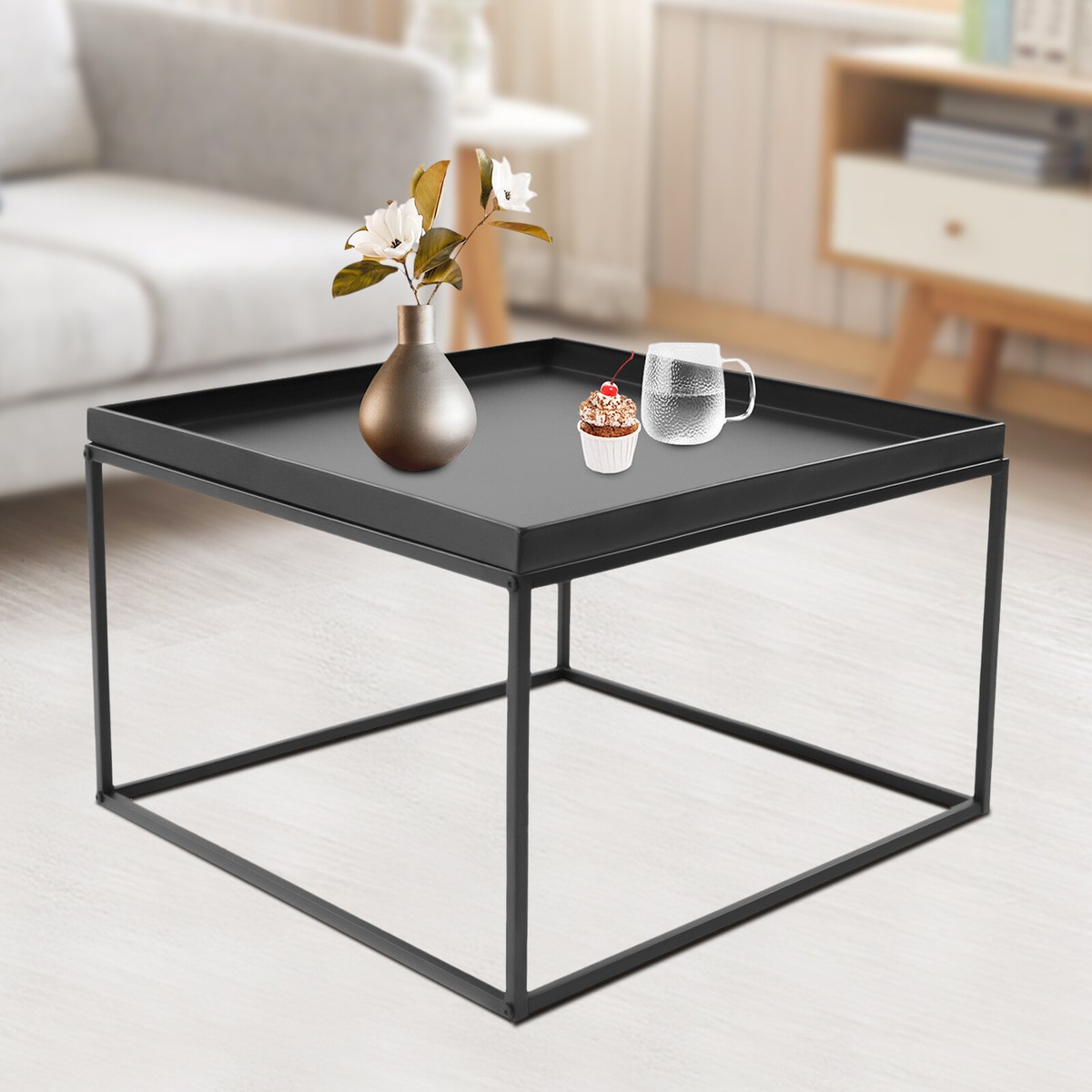 Modern Square Coffee Table Elegant End/side Table Display Stand