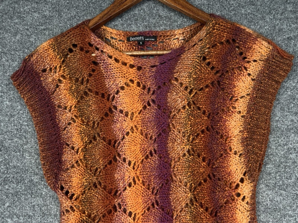 Berretti Knit Sweater Sleeveless Wool Blend Autumn Colors Made In Italy  Women S
