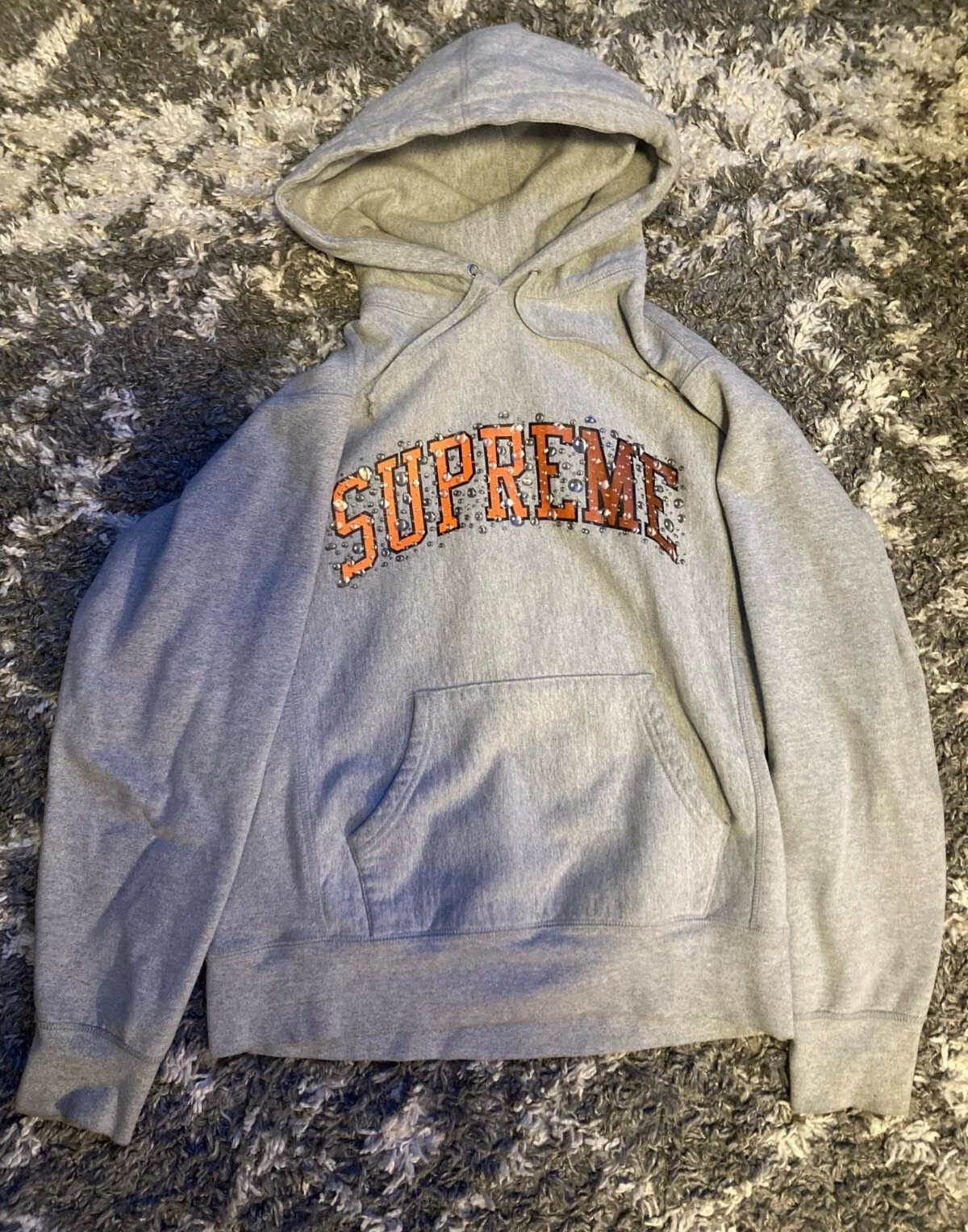 Sweat shirt à capuche logo Supreme Water Arc FW/18 gris/moyen 100 % AUTHENTIQUE RARE