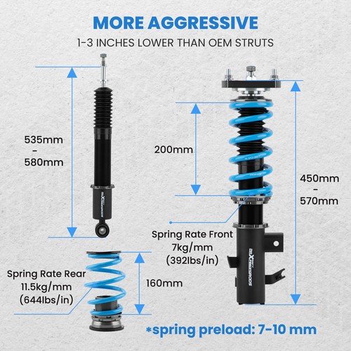 Coilovers 24 Level Damper Kit for Honda Civic 2012-2015 /Acura ILX 2013-2015 - Picture 3 of 12