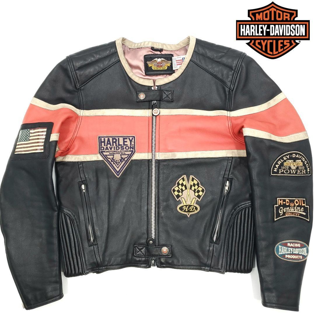 Harley-Davidson Leather Riders Jacket Black x Orange Many