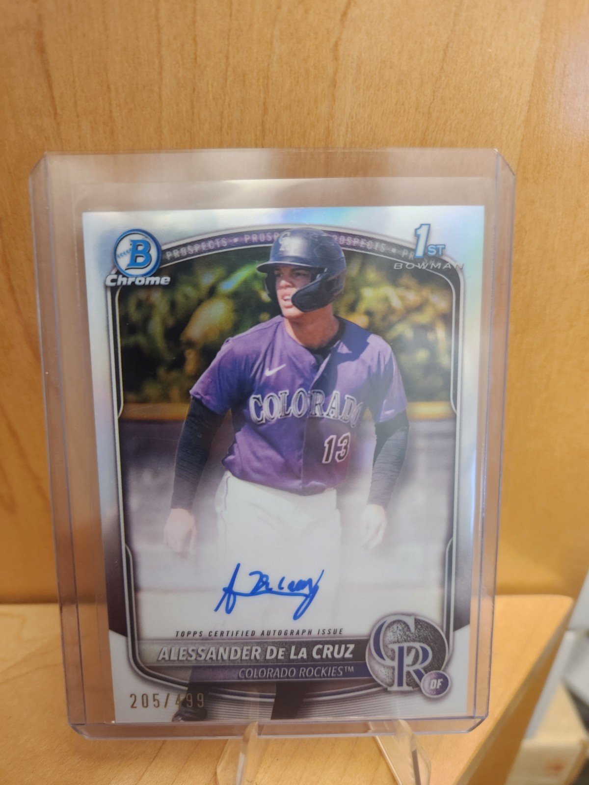Alessander De La Cruz 2025 Bowman Chrome 1st Refractor Auto /499 Rockies