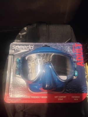Speedo Adult 14+ Expandable View Mask Goggles Blue - Travel Friendly Easy Pack