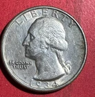 1934 US Washington SILVER Quarter! XF Details! Old US Coin!