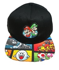 Super Mario Bros Mario and Luigi Black Snapback Hat Official Nintendo Youth
