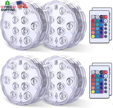 Submersible LED Lights Remote RGB Color Changing Waterproof 4 Pack