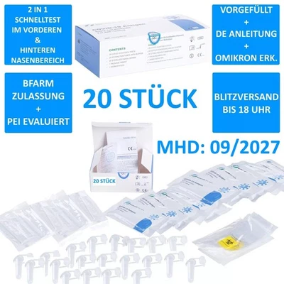 SAFECARE 20x Corona Schnelltest Covid-19 Antigen Nasen Selbst Test Omikron - MHD: 09/2027