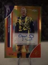 Topps Premier League Chrome Peter Schmeichel Man United Autographed/50 Gold Mint