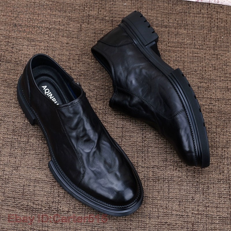 SAOLA Scarpe uomo vera pelle di mucca punta tonda eleganti formali business pull on inglesi