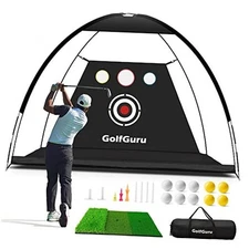  All in 1 Golf Practice Net - 10x7ft Tri-Turf Mat, Classic Practice Golf Net