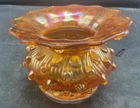 BEAUTIFUL VINTAGE CARNIVAL  MILLERSBURG RADIUM MARIGOLD SWIRL HOBNAIL SPITTOON
