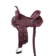 Western Barrel Leather Saddle: Hand made  Western Saddle With Tack Set