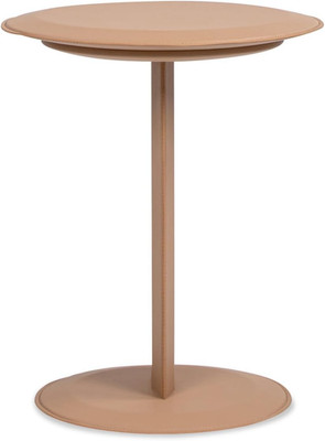 Luxe Mode 18'' C-Shaped Leatherette Side Table in Saddle Brown Faux Leather