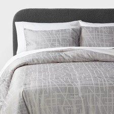 3pc King Luxe Jacquard Comforter and Sham Set Light Gray - Threshold:
