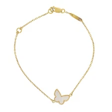 Van Cleef & Arpels 18k Yellow Gold MOP Sweet Butterfly Alhambra Bracelet 7"
