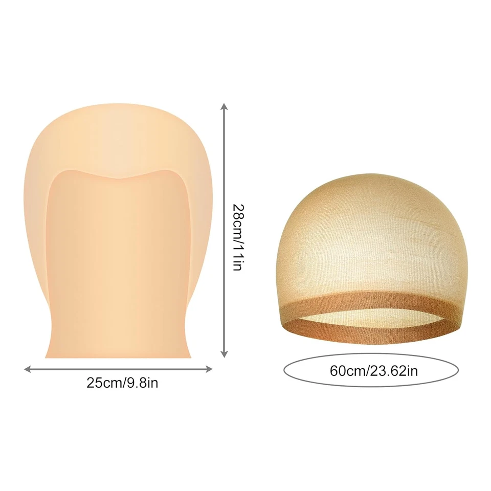 2 peças boné careca de látex e 2 peças tampas de peruca de náilon para adultos fantasia cosplay Halloween - Imagem 2 de 4