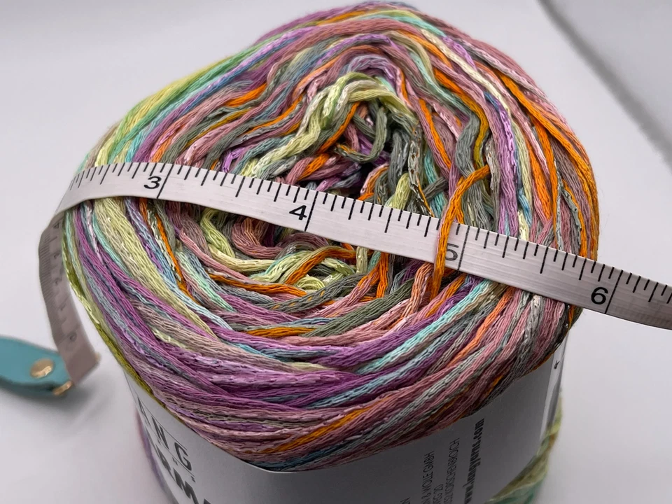 Lang Karma #06 Pink Green Orange+ Striping DK Cotton Linen Cake Yarn 100gr 311yd - Image 4 of 4