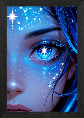 Celestial Beauty: Starry-Eyed Portr Gerahmtes Wandbild Poster Leinwanddruck Bild
