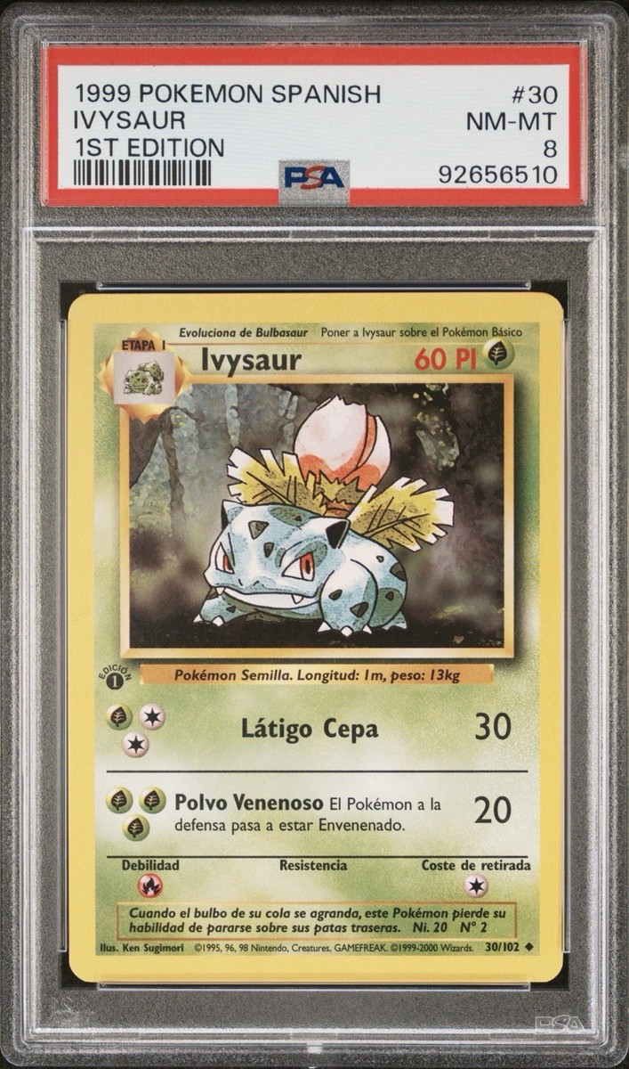 1999 Pokemon SPANISH 1st Edition Base Set Ivysaur 30/102 PSA 8 NM