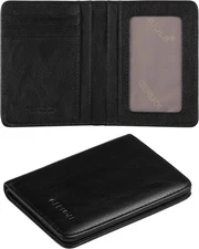 Bifold Slim Men Wallet Genuine Leather Thin, Small Vertical RFID Blocking Wallet