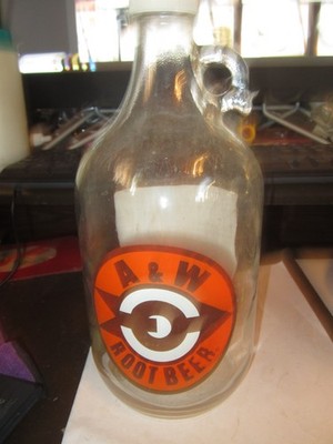 A & W Root Beer COLLECTIBLE LOGO 1/2 Gallon Glass Jug 3RD IN THE SERIES