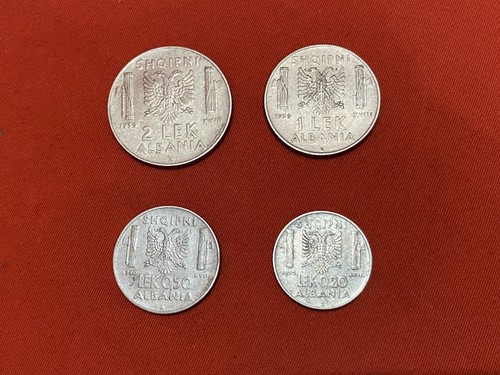 ALBANIA 2 1 0.50 0.20 LEK COINS SET ITALIAN OCCUPATION VITTORIO EMANUELE III