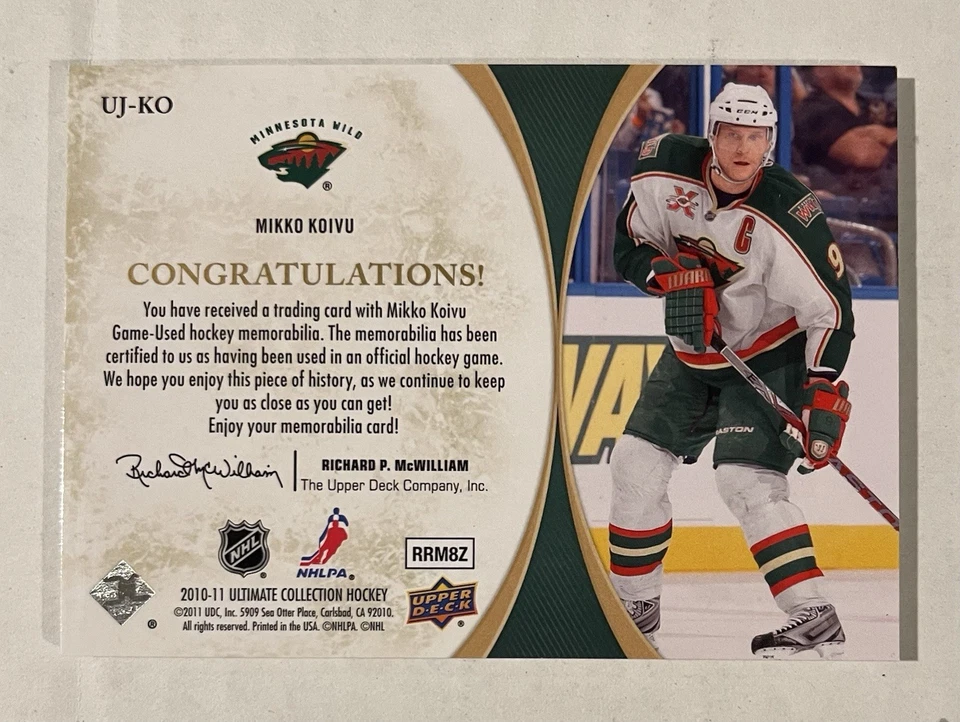 2010/11 Mikko Koivu Ultimate Collection Patches 3 Color Patch  35/35 Wild - Image 2 of 2