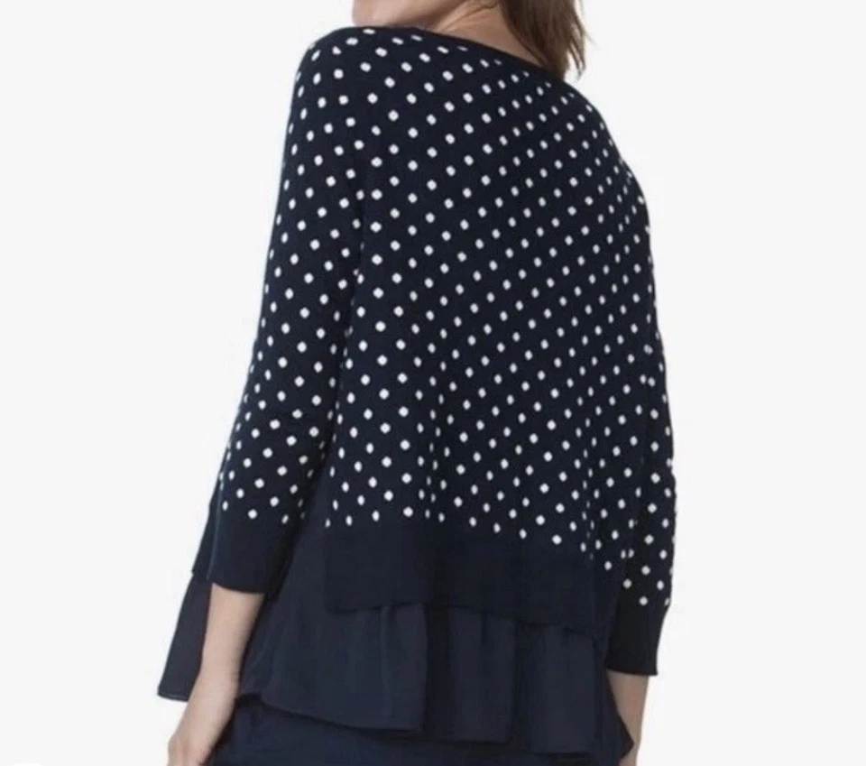 Suéter Top Chaps Para Mujer Capa Simulada L L L L Azul y Blanco Preppy Foto 2 de 4