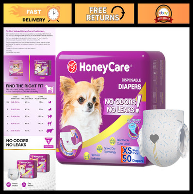Super Absorbent Female Dog Diapers - Extra Small, 50 Count, Breathable, Wetness