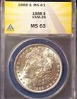 1888-P   MORGAN SILVER DOLLAR   *BRILLIANT WHITE LUSTER*   MS-63   VAM-36