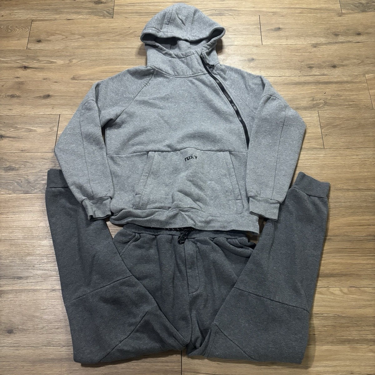 Tuxy One Piece Jumpsuit Mens Large Gray Loungewear Hoodie Sweats Tuxy Suit