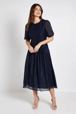 Wallis Navy Fit & Flare Dress Womens Occasion Dresses