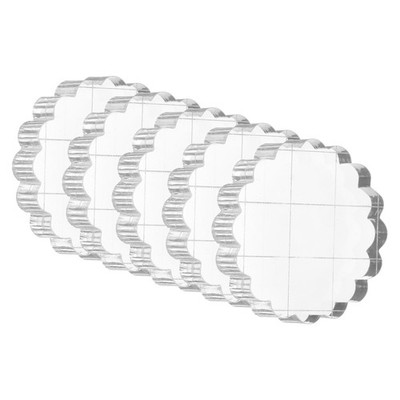 Acrylic Stamp Block, 5 Pack Round Shape with Grid Lines, 1.38''