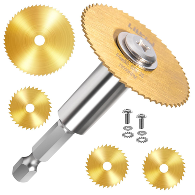 #ad 1 4 Inch Hex Shank Rotary Drill Saw With 4PCS Blades Hss Saw Disc Wheel Cutting $7.12