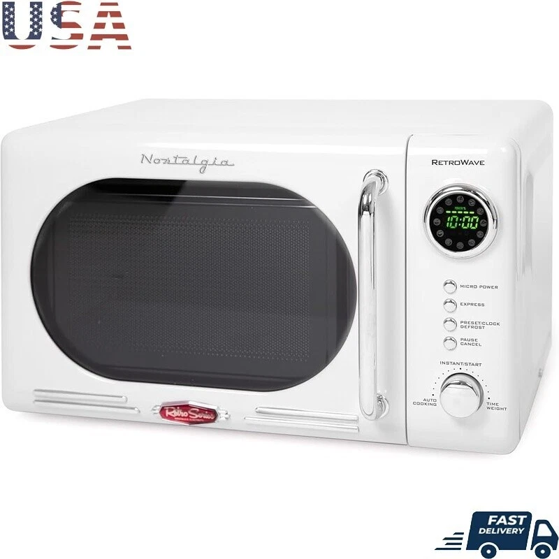 Retro Compact Microwave Oven 700W Digital Display Child Lock Easy Clean New