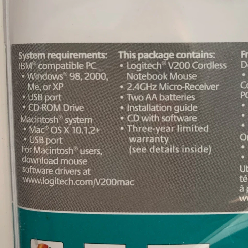 Logitech V200 Cordless Notebook Mouse With 2.4GHz Micro-Receiver NIB - Image 4 of 4