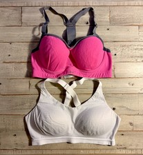2 Lot Victoria's Secret Lightweight Sports Bras Pink Black 34C