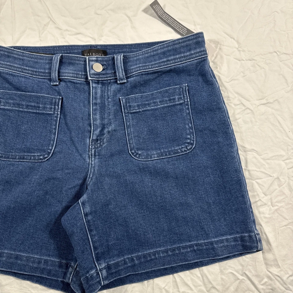 Talbots Patch 口袋牛仔短裤女式 4 码全新带标签 — 第 2/4 张图片