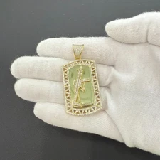925 Sterling Silver Gold Plated AK-47 Gun Pendant Mens Iced Out Charm