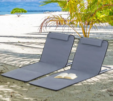 Garden Sun Lounger Set 2 Lawn Day Bed Folding Portable Adjustable Reclining Mat