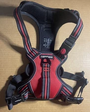 Rabbitgoo Large Dog Harness, No Pull Pet with Soft Padded Handle-Red/Black-Med