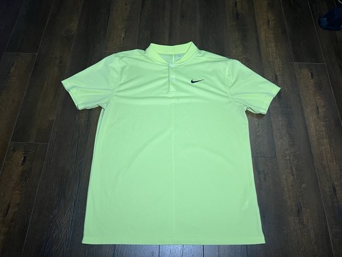 Nike Golf Dri-Fit Victory Dry Volt Yellow Blade Collar Polo Shirt Mens Medium M