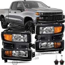 Pair For 2019-2021 Chevy Silverado 1500 Halogen Headlights w/o LED Headlamps