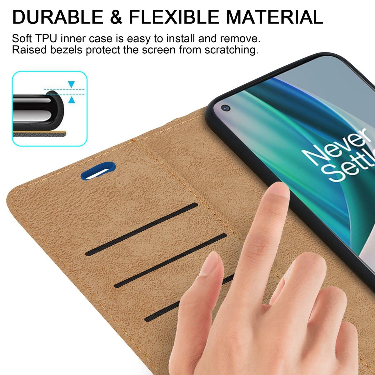 LEMORRY Cover Portafoglio In Pelle Per OnePlus Nord N10 5G - Custodia A Libro Con Slot Carte E Supporto, Nero