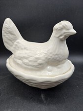 Ceramic Chicken On Nest Canister Jar Containe...