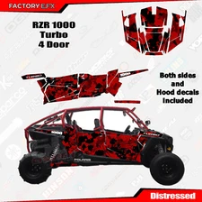 Red Distressed Camo Racing Graphics kit fits Polaris RZR 1000 Turbo 4 Door 14-18