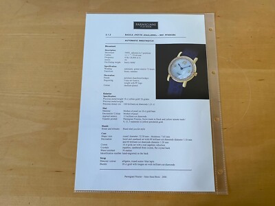 Used - Catalog Sheet Parmigiani Fleurier Catalog Sheet - Basic ''Jewelry''