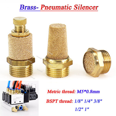 Pneumatic Silencer Brass Silencer Pneumatic Air Muffler BSP Male Thread M5 -3/4''