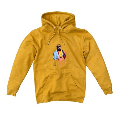 Actual Fact Premium Biggie Coogi Paint Drip bestickter Hoodie in Ocker